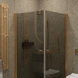 Душевой уголок на монопетле by Deonria U-90-89-6-G-G 90x89см золото/графит